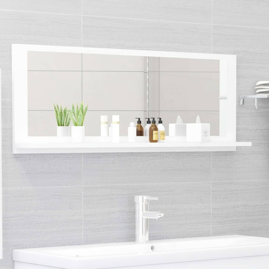 vidaXL Badkamerspiegel 100x10,5x37 cm spaanplaat wit afbeelding 1