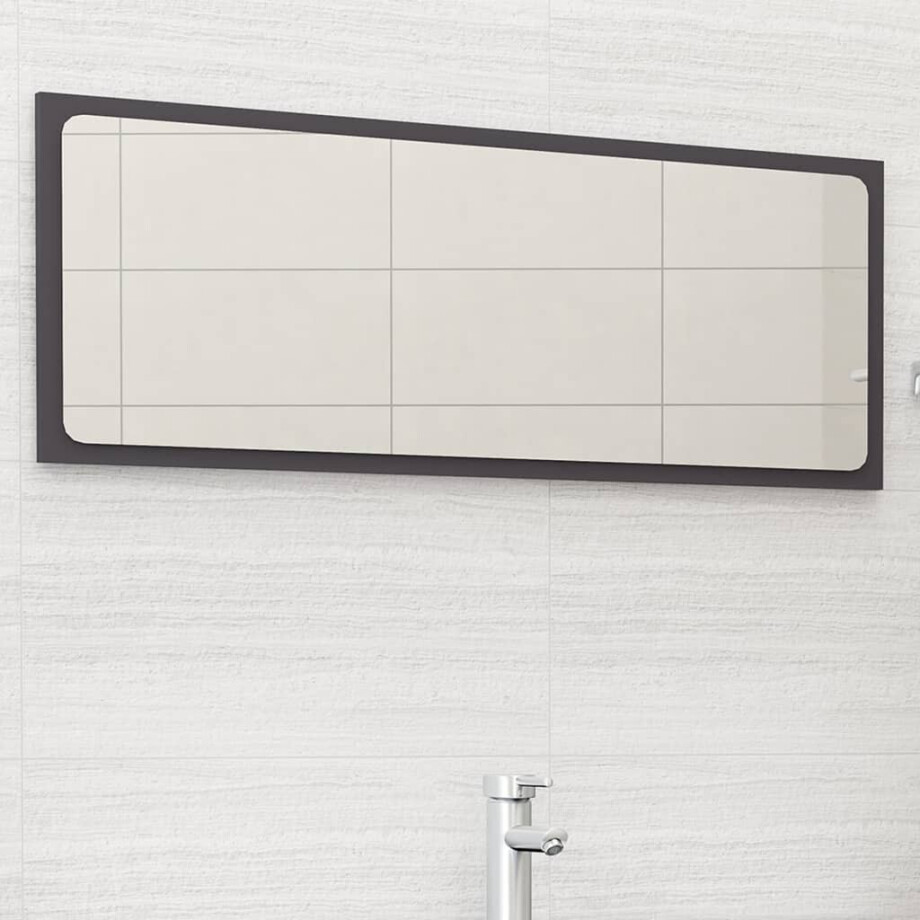 vidaXL Badkamerspiegel 100x1,5x37 cm spaanplaat grijs afbeelding 1