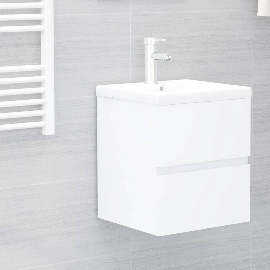 vidaXL Wastafelkast 41x38,5x45 cm bewerkt hout wit vidaXL Wastafelkast 41x38,5x45 cm bewerkt hout wit afbeelding 1