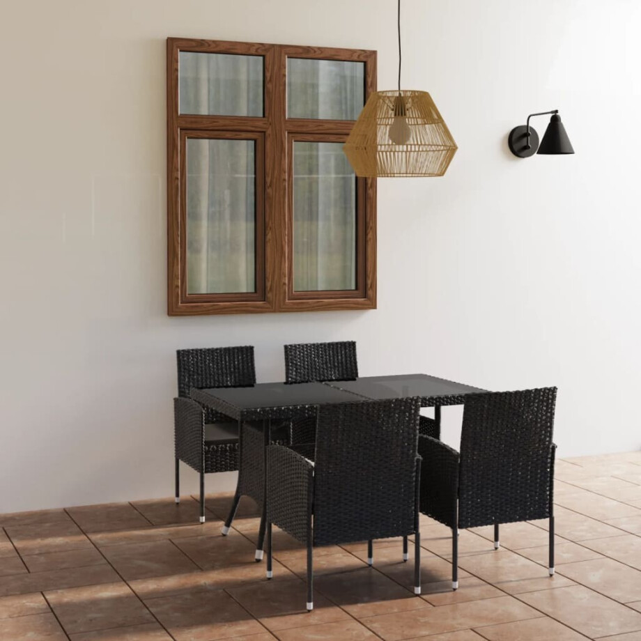 vidaXL 5-delige Tuinset poly rattan zwart afbeelding 1