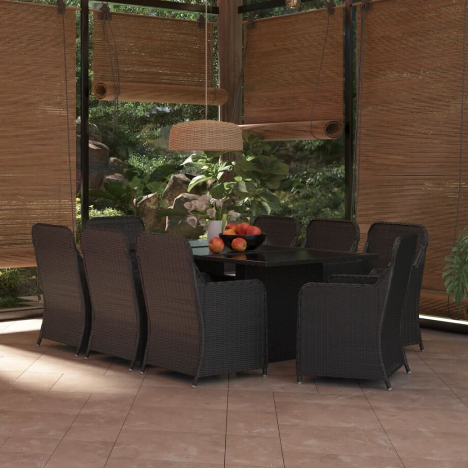 vidaXL 9-delige Tuinset poly rattan zwart vidaXL 9-delige Tuinset poly rattan zwart afbeelding 1