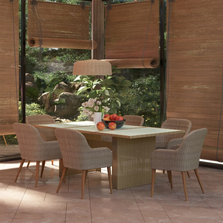 vidaXL 7-delige Tuinset poly rattan bruin afbeelding 1