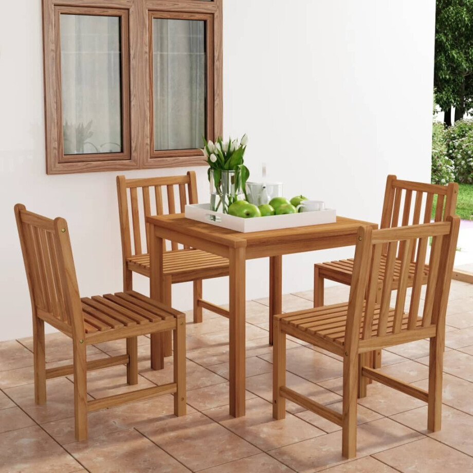 vidaXL 5-delige tuinset 80x80 cm massief teakhout vidaXL 5-delige tuinset 80x80 cm massief teakhout afbeelding 1