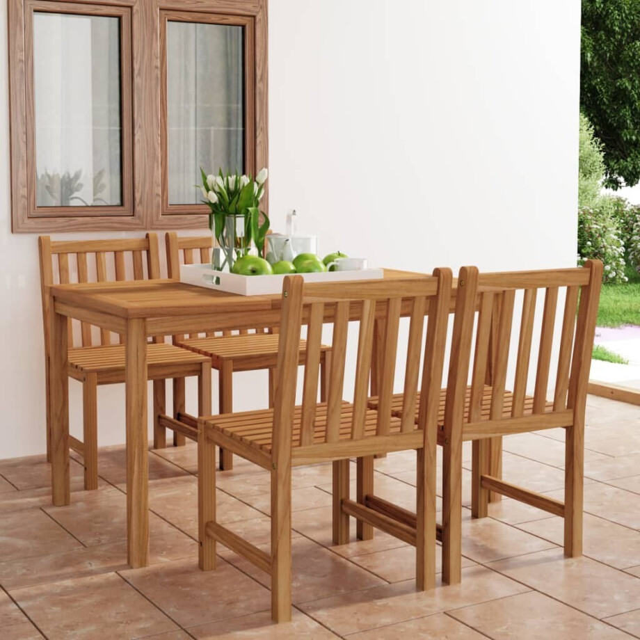 vidaXL 5-delige tuinset 140x80 cm massief teakhout afbeelding 1