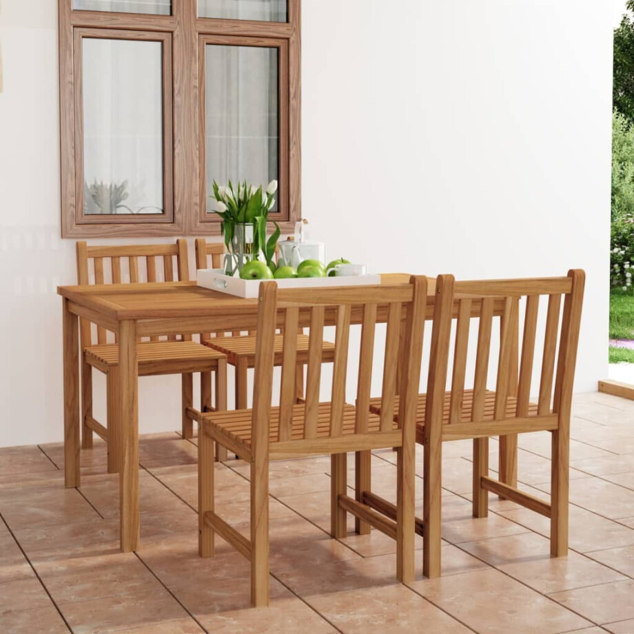 vidaXL 5-delige tuinset 150x90 cm massief teakhout vidaXL 5-delige tuinset 150x90 cm massief teakhout afbeelding 1