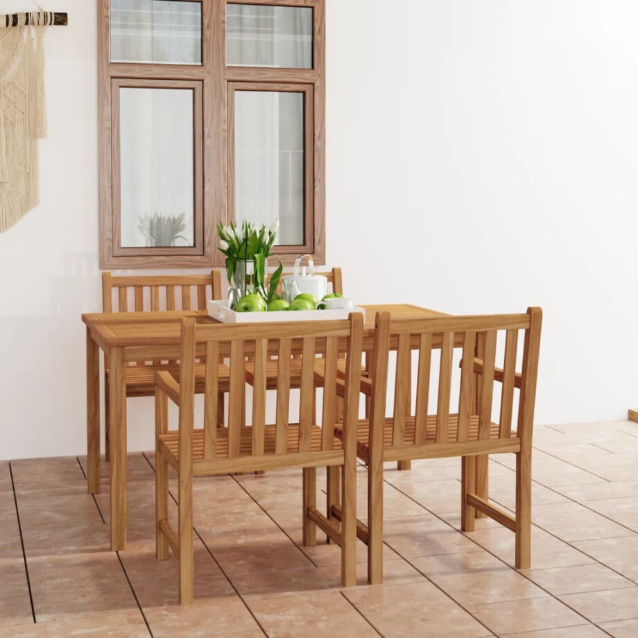vidaXL 5-delige tuinset 150x90 cm massief teakhout afbeelding 1