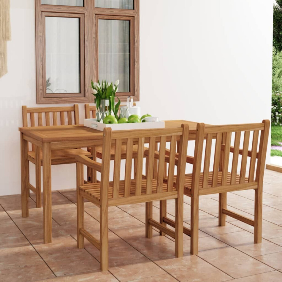 vidaXL 5-delige tuinset 160x80 cm massief teakhout afbeelding 1