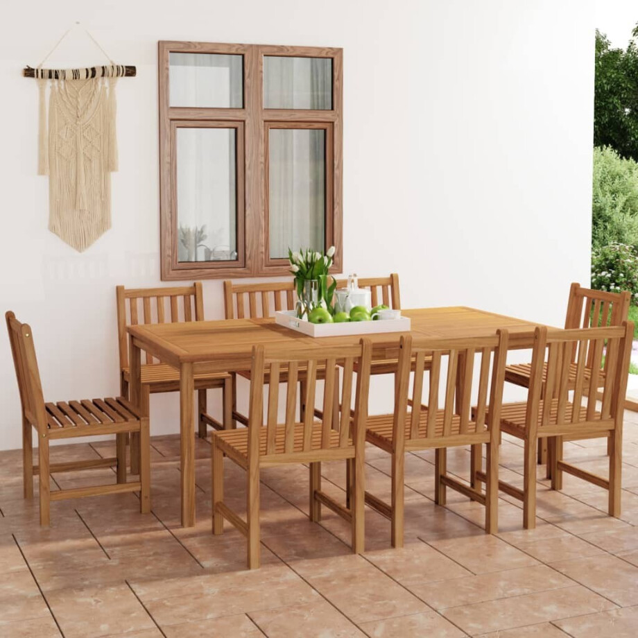 vidaXL 9-delige tuinset 200x100 cm massief teakhout afbeelding 1