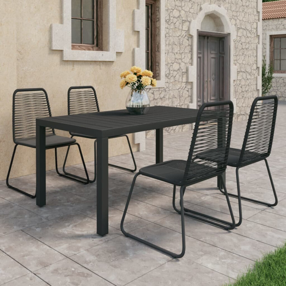 vidaXL 5-delige Tuinset PVC-rattan zwart vidaXL 5-delige Tuinset PVC-rattan zwart afbeelding 1
