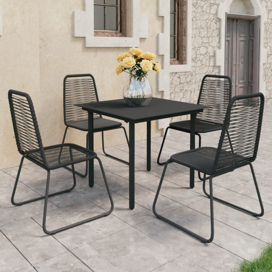 vidaXL 5-delige Tuinset PVC-rattan zwart afbeelding 1