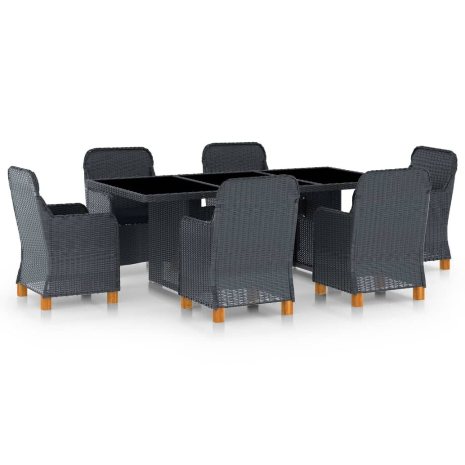 vidaXL 7-delige Tuinset met kussens poly rattan donkergrijs vidaXL 7-delige Tuinset met kussens poly rattan donkergrijs afbeelding 1