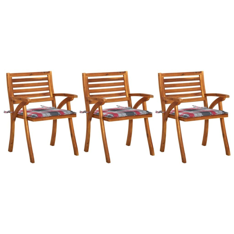 vidaXL Tuinstoelen 3 st met kussens massief acaciahout vidaXL Tuinstoelen 3 st met kussens massief acaciahout afbeelding 1
