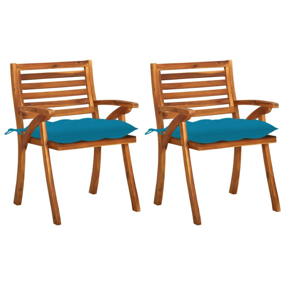 vidaXL Tuinstoelen 2 st met kussens massief acaciahout afbeelding 1