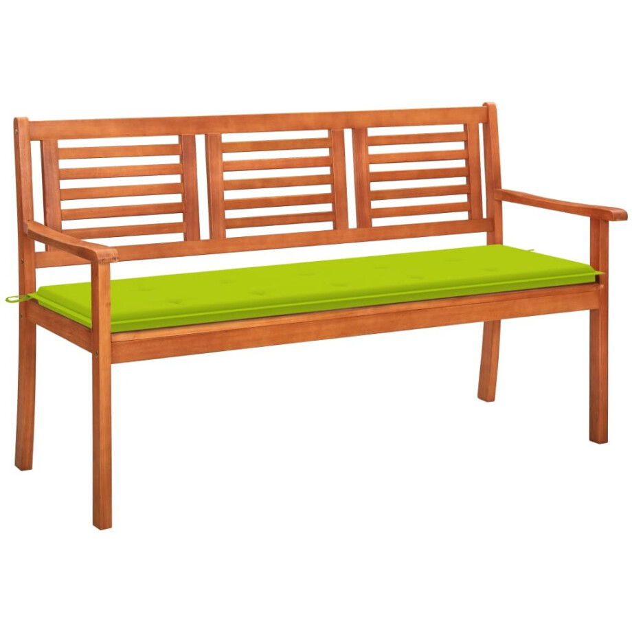 vidaXL Tuinbank 3-zits met kussen 150 cm massief eucalyptushout afbeelding 1