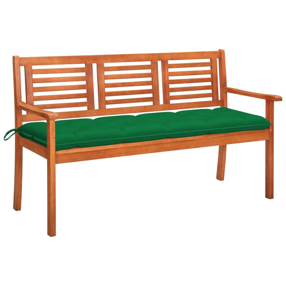 vidaXL Tuinbank 3-zits met kussen 150 cm massief eucalyptushout vidaXL Tuinbank 3-zits met kussen 150 cm massief eucalyptushout afbeelding 1