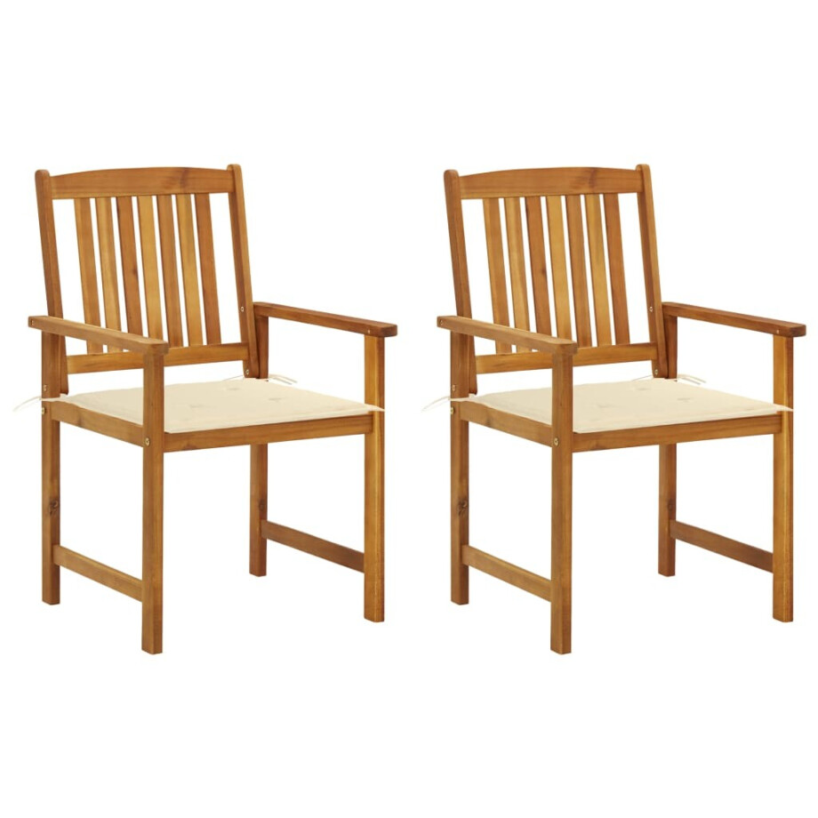vidaXL Tuinstoelen 2 st met kussens massief acaciahout afbeelding 1