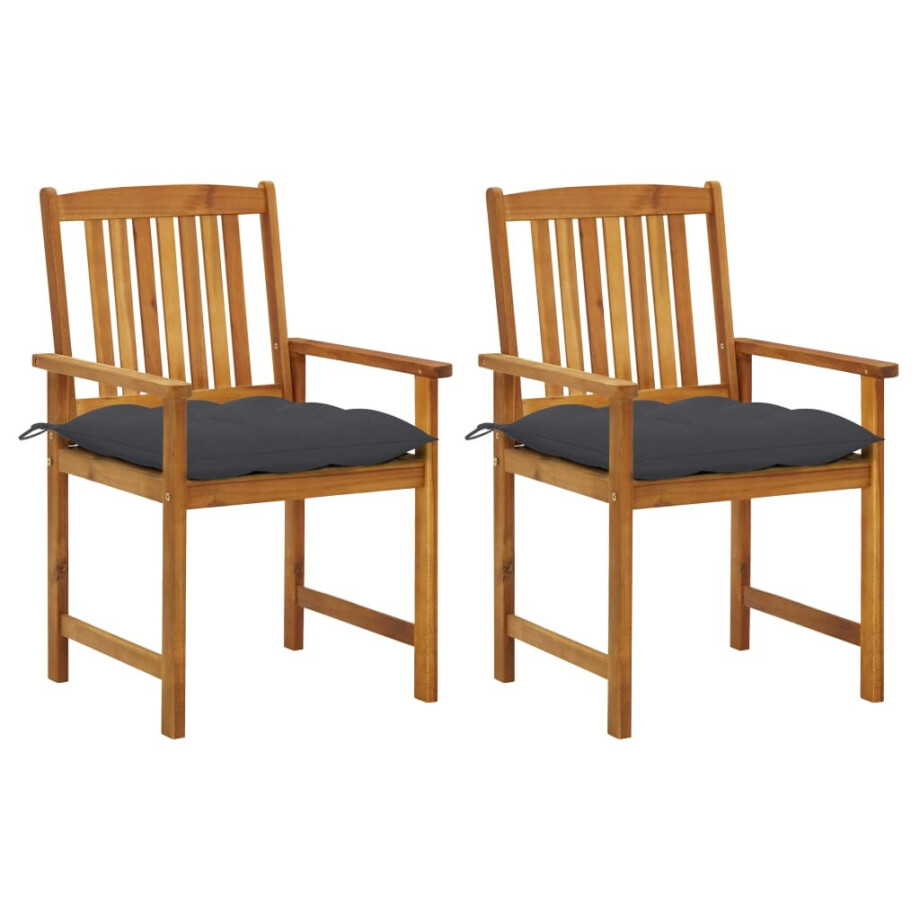 vidaXL Tuinstoelen 2 st met kussens massief acaciahout afbeelding 1
