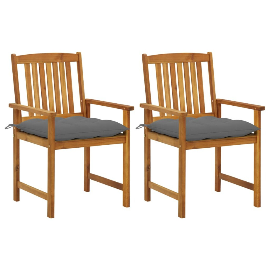 vidaXL Tuinstoelen 2 st met kussens massief acaciahout afbeelding 1