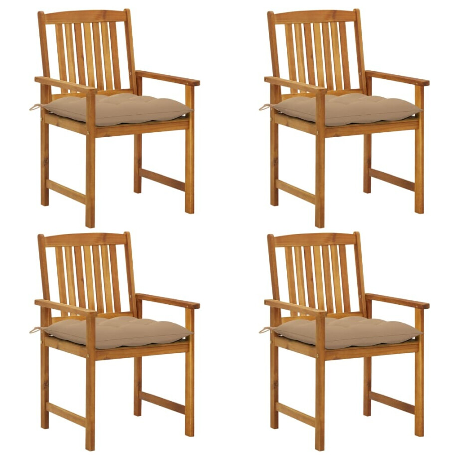 vidaXL Tuinstoelen 4 st met kussens massief acaciahout afbeelding 1