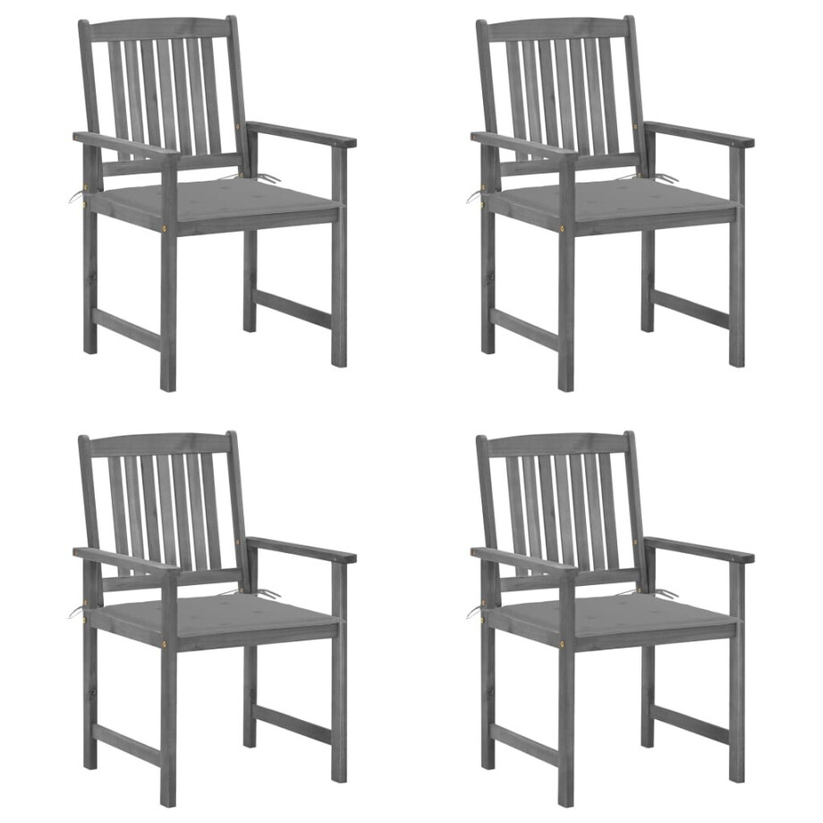 vidaXL Tuinstoelen 4 st met kussens massief acaciahout grijs afbeelding 1