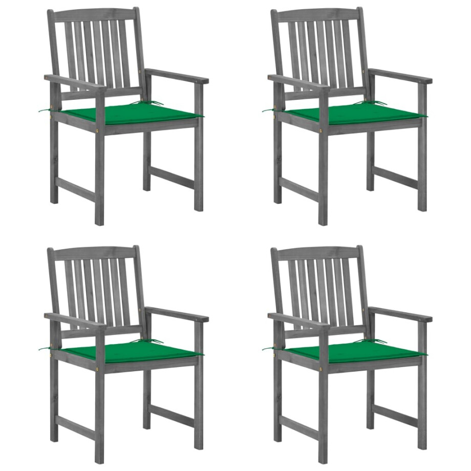 vidaXL Tuinstoelen 4 st met kussens massief acaciahout grijs afbeelding 1