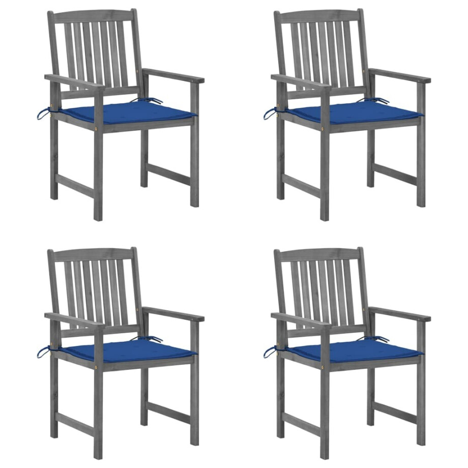 vidaXL Tuinstoelen 4 st met kussens massief acaciahout grijs afbeelding 1