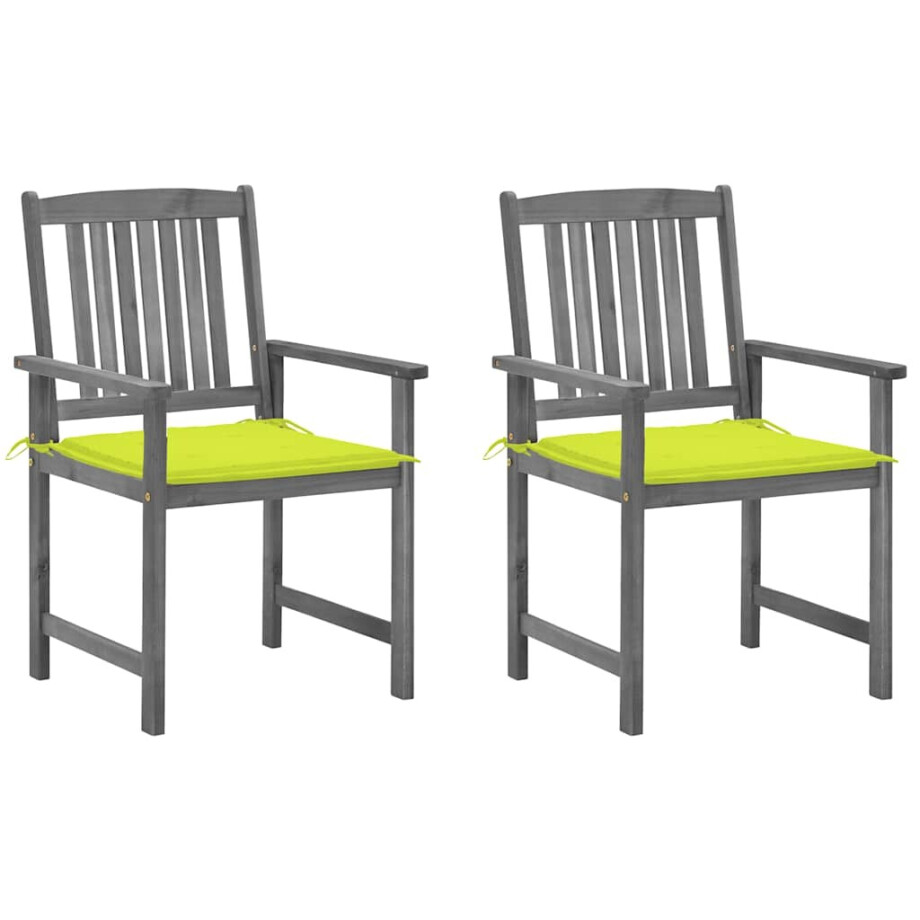 vidaXL Tuinstoelen 2 st met kussens massief acaciahout grijs vidaXL Tuinstoelen 2 st met kussens massief acaciahout grijs afbeelding 1