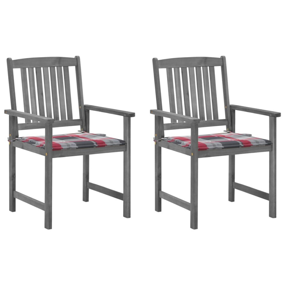 vidaXL Tuinstoelen 2 st met kussens massief acaciahout grijs afbeelding 1