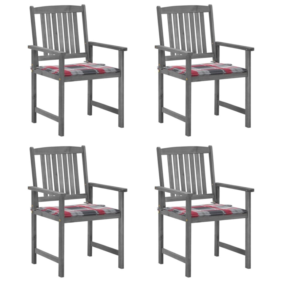 vidaXL Tuinstoelen 4 st met kussens massief acaciahout grijs afbeelding 1