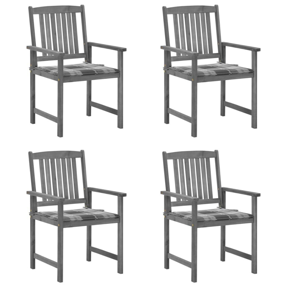 vidaXL Tuinstoelen 4 st met kussens massief acaciahout grijs afbeelding 1