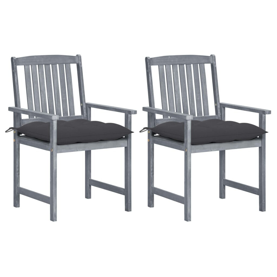 vidaXL Tuinstoelen 2 st met kussens massief acaciahout grijs afbeelding 1