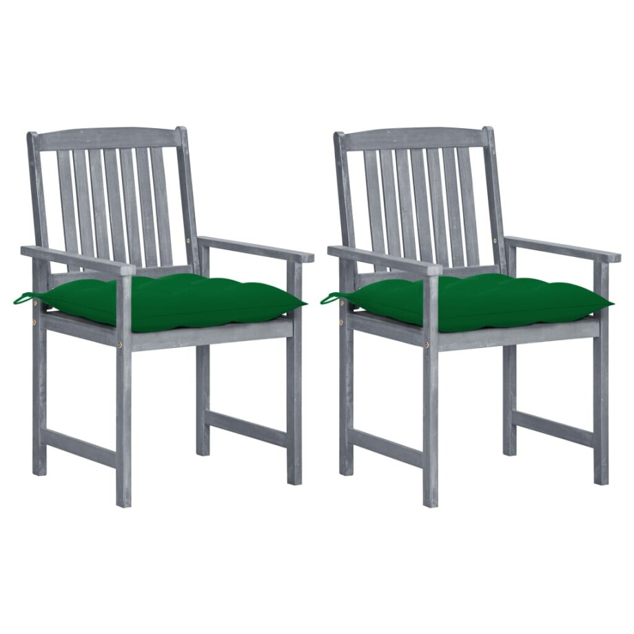 vidaXL Tuinstoelen 2 st met kussens massief acaciahout grijs afbeelding 1