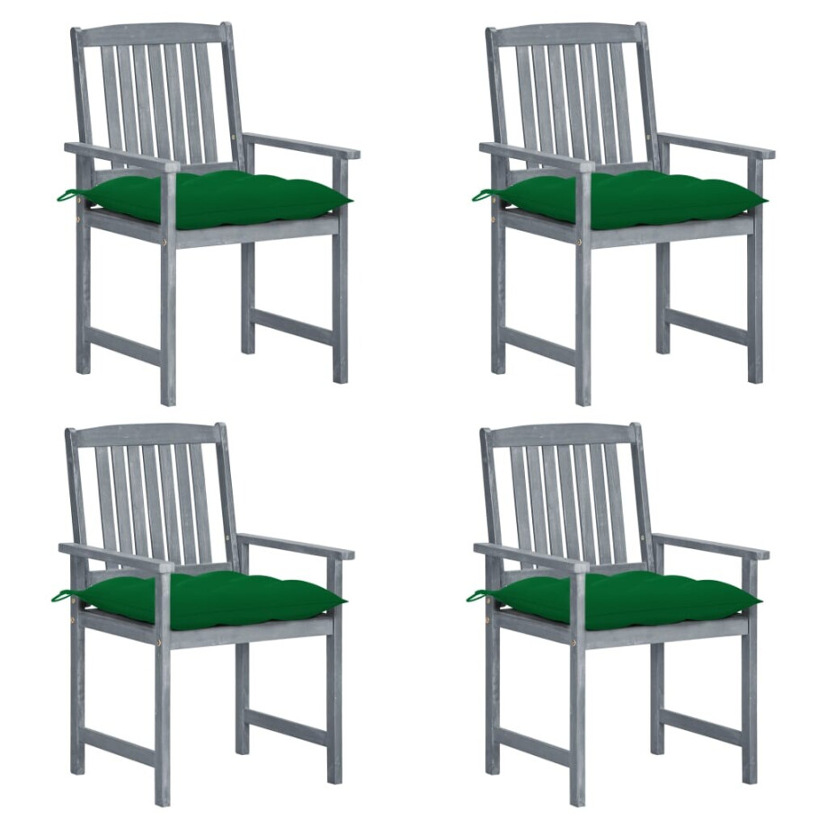 vidaXL Tuinstoelen 4 st met kussens massief acaciahout grijs afbeelding 1