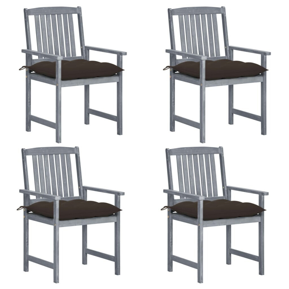 vidaXL Tuinstoelen 4 st met kussens massief acaciahout grijs afbeelding 1