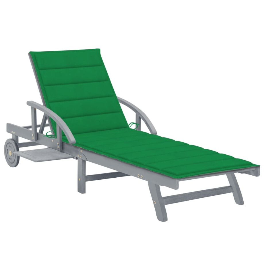 vidaXL Ligbed met kussen massief acaciahout afbeelding 1
