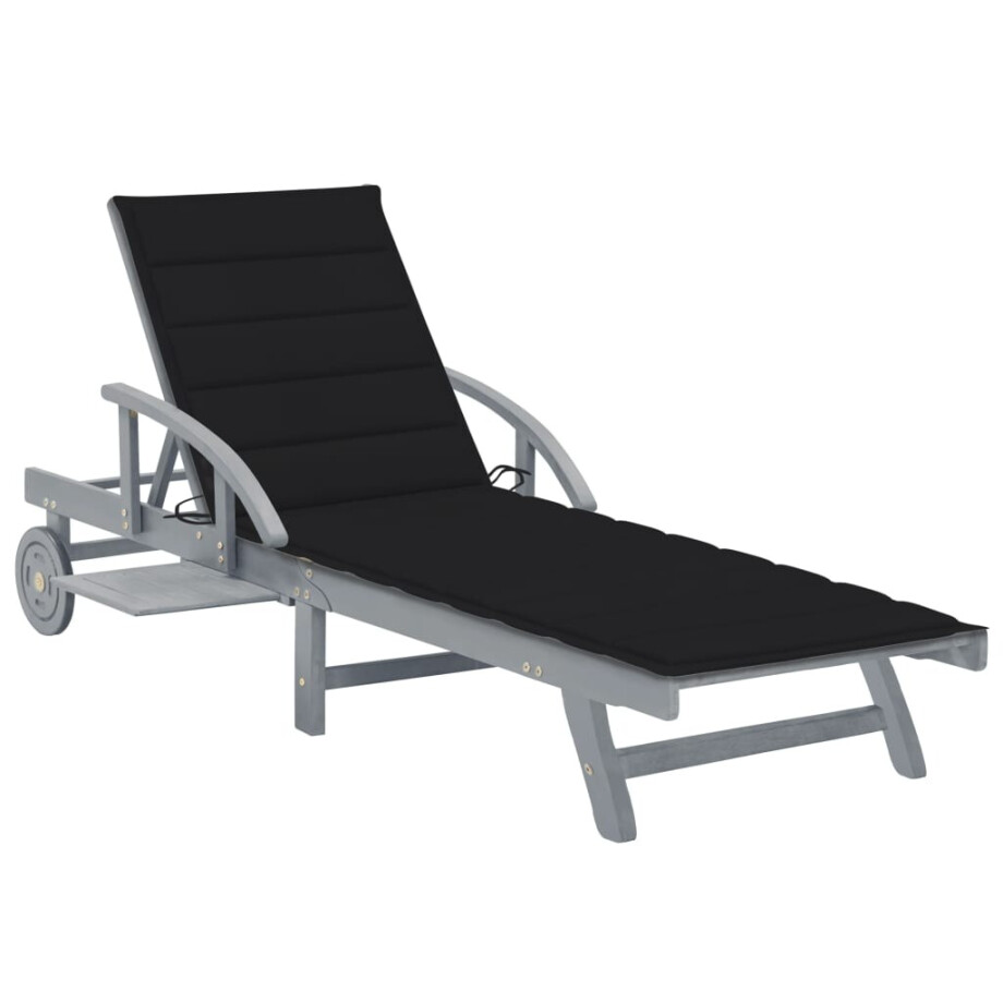 vidaXL Ligbed met kussen massief acaciahout afbeelding 1