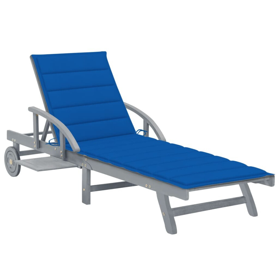 vidaXL Ligbed met kussen massief acaciahout afbeelding 1