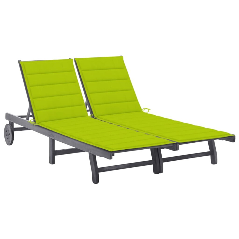 vidaXL Ligbed 2-persoons met kussens massief acaciahout grijs vidaXL Ligbed 2-persoons met kussens massief acaciahout grijs afbeelding 1
