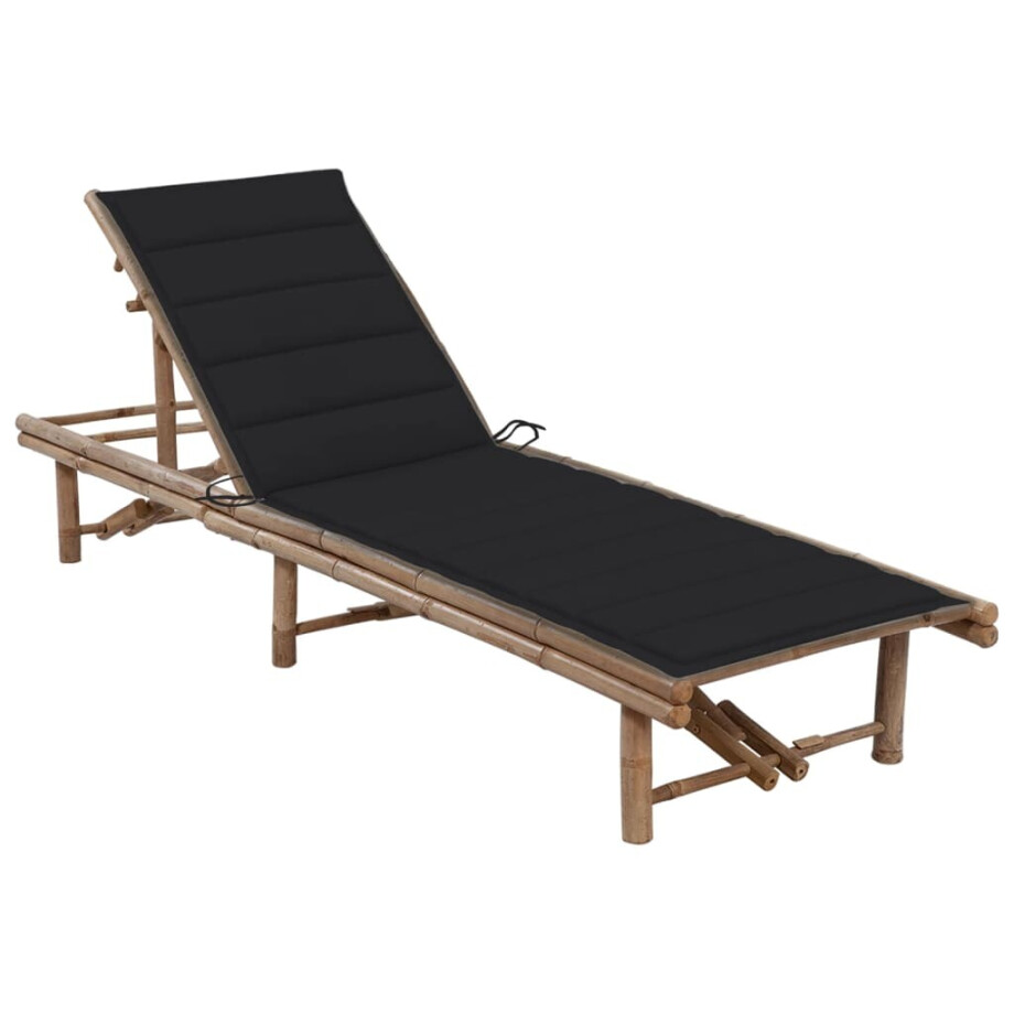 vidaXL Ligbed met kussen bamboe afbeelding 1