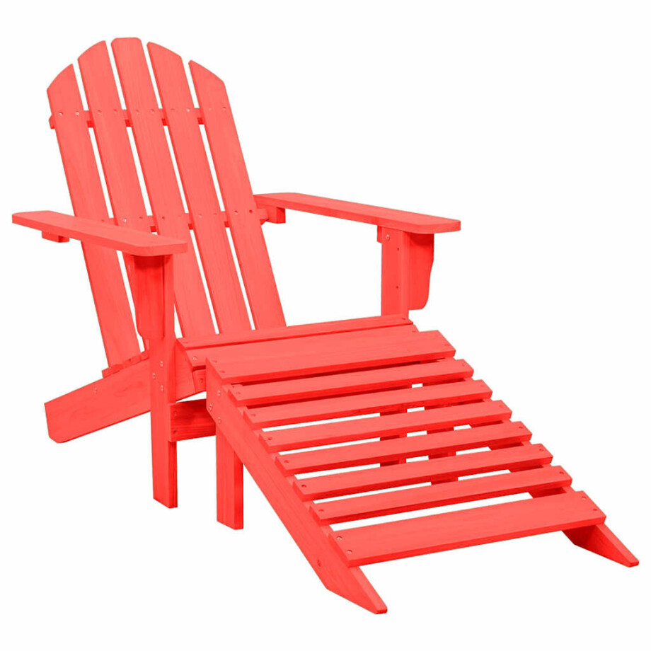 vidaXL Tuinstoel Adirondack met voetenbank massief vurenhout rood vidaXL Tuinstoel Adirondack met voetenbank massief vurenhout rood afbeelding 1