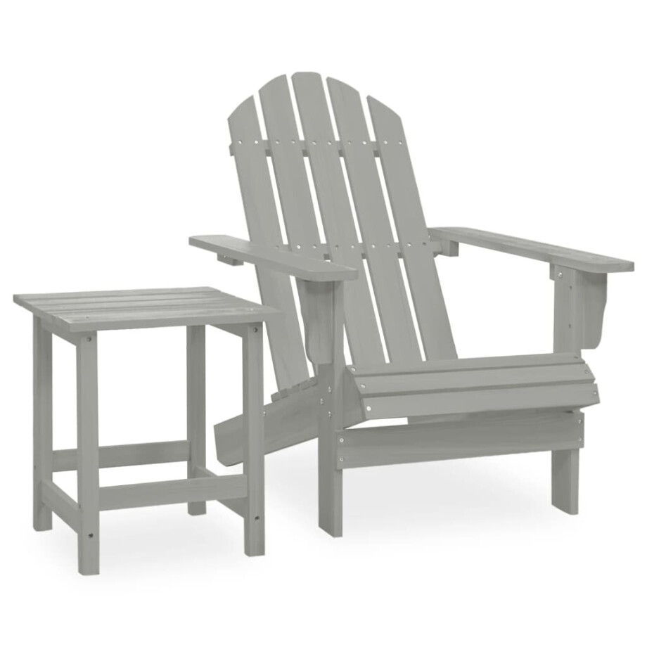 vidaXL Tuinstoel Adirondack met tafel massief vurenhout grijs afbeelding 1