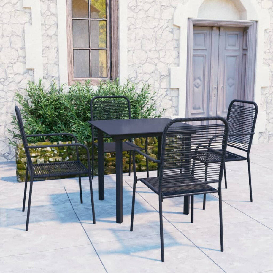 vidaXL 5-delige Tuinset glas en staal zwart vidaXL 5-delige Tuinset glas en staal zwart afbeelding 1