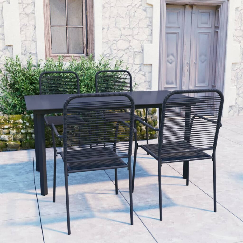 vidaXL 5-delige Tuinset glas en staal zwart afbeelding 1