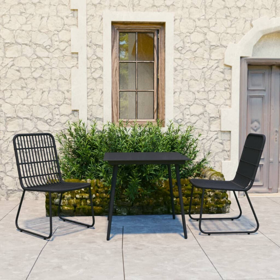 vidaXL 3-delige Tuinset poly rattan en glas afbeelding 1