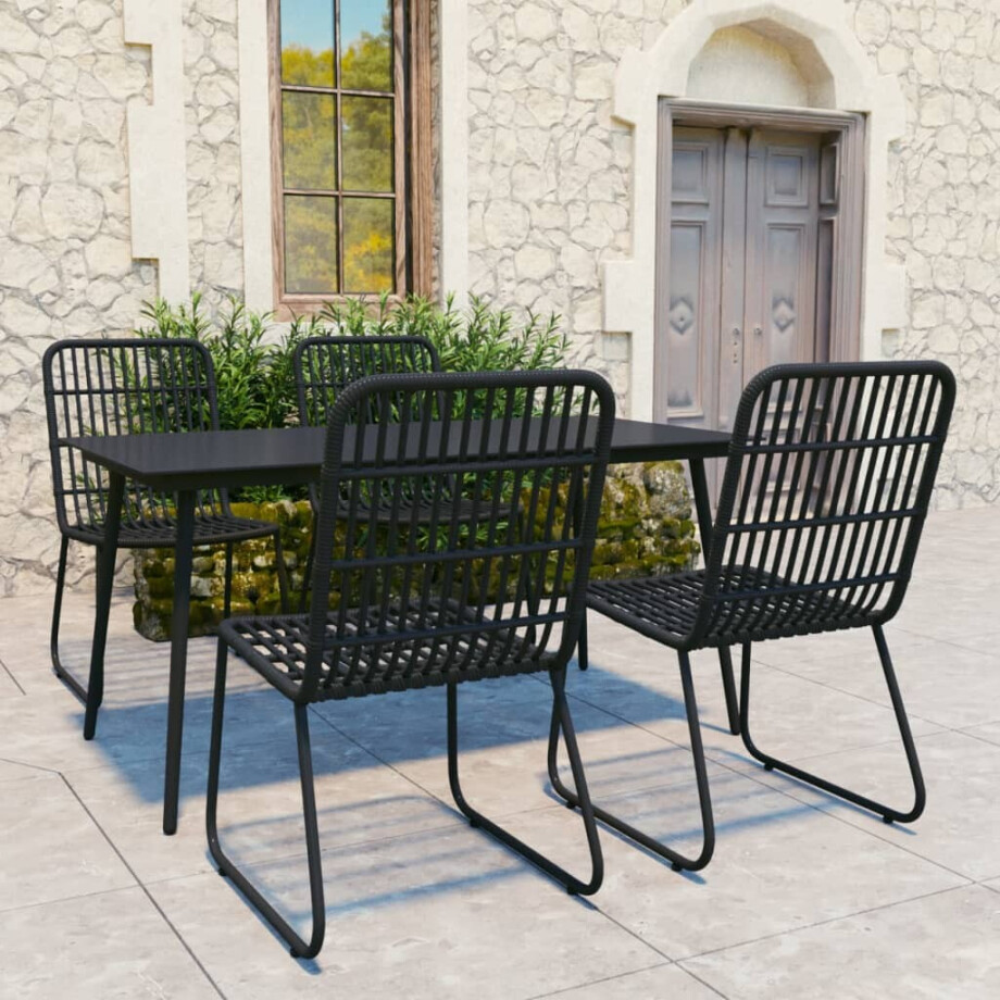 vidaXL 5-delige Tuinset poly rattan en glas afbeelding 1