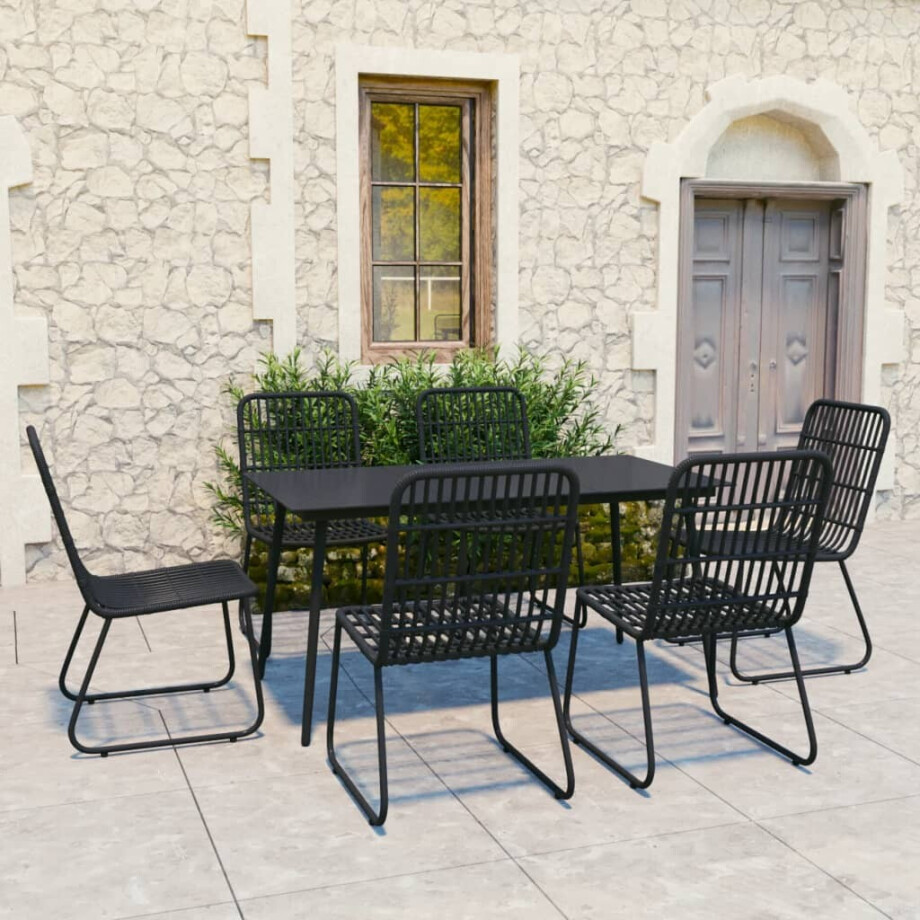 vidaXL 7-delige Tuinset poly rattan en glas vidaXL 7-delige Tuinset poly rattan en glas afbeelding 1