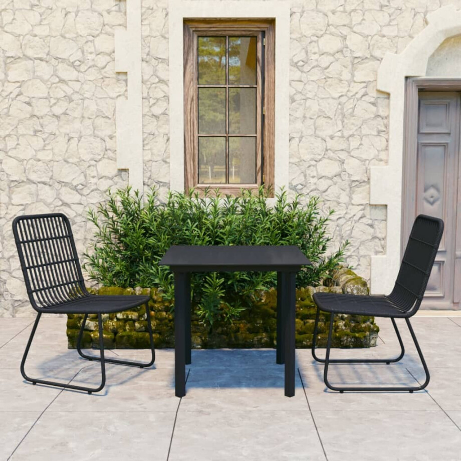 vidaXL 3-delige Tuinset poly rattan en glas afbeelding 1
