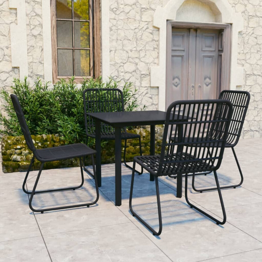 vidaXL 5-delige Tuinset poly rattan en glas vidaXL 5-delige Tuinset poly rattan en glas afbeelding 1