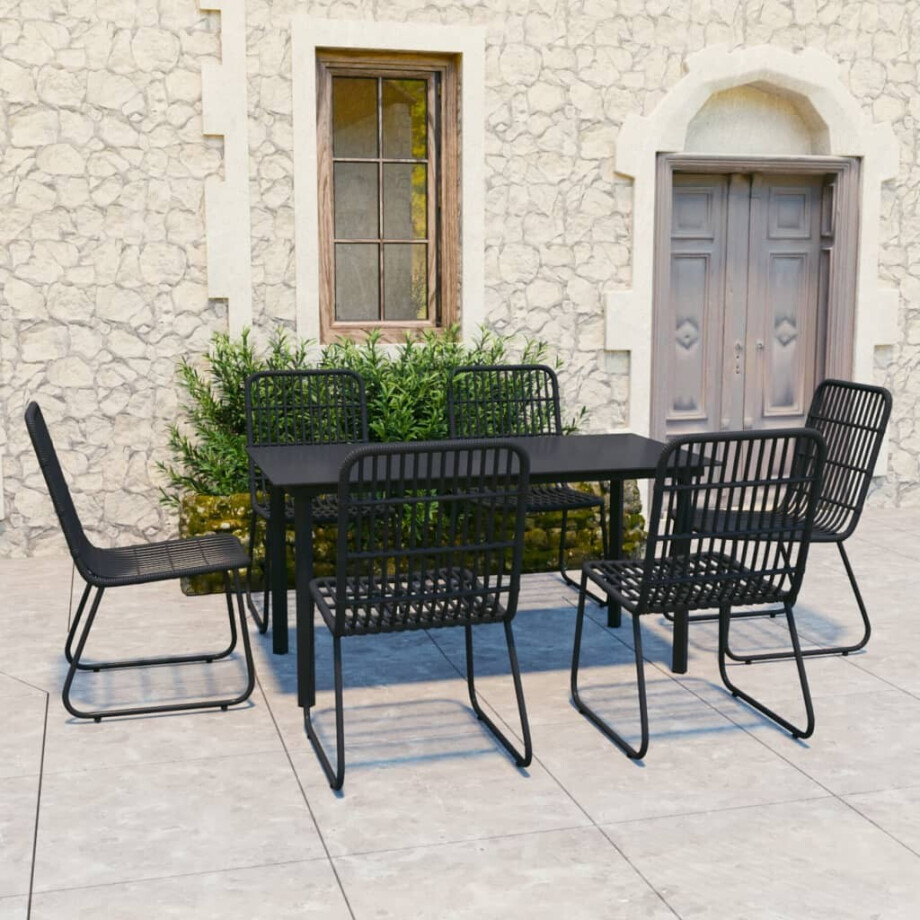 vidaXL 7-delige Tuinset poly rattan en glas vidaXL 7-delige Tuinset poly rattan en glas afbeelding 1