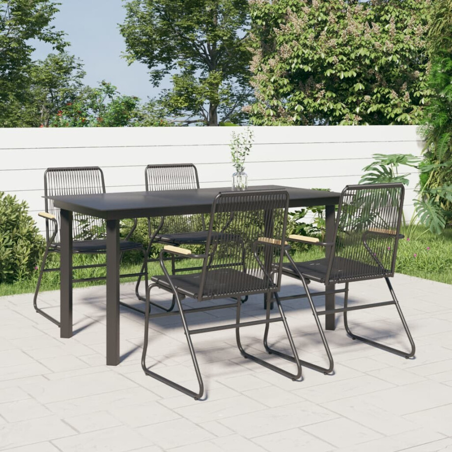 vidaXL 5-delige Tuinset PVC-rattan zwart vidaXL 5-delige Tuinset PVC-rattan zwart afbeelding 1